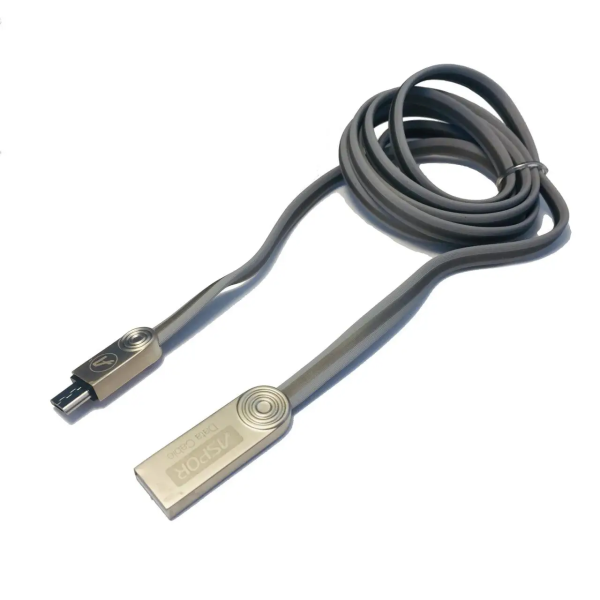 USB кабель Aspor AC-15 Micro Плоский 2.4A/1.2м- чорний