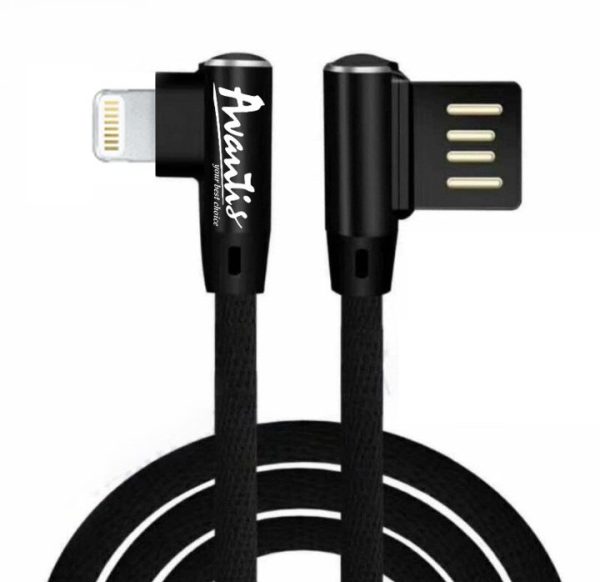 USB кабель Avantis AC-47i L-Shape Lightning- чорний