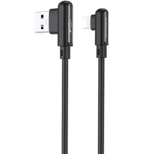 USB кабель Borofone BX58 кутовий (1m / 2.4A) Lightning- чорний