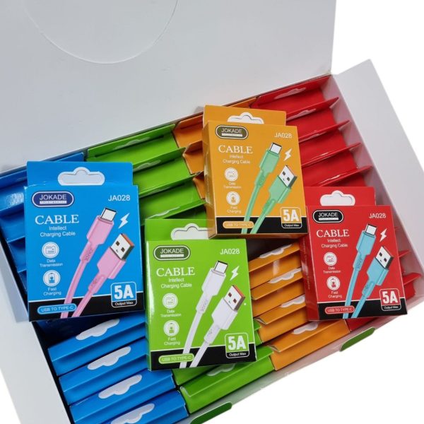 USB кабель Jokade JA028 Type-C Silicone 5A Smart charging (Box 40шт / Mix)