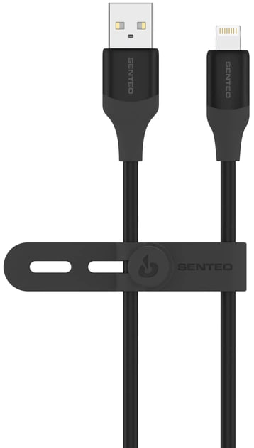 USB кабель Senteo SL-07 Skin Silicone 2.4A Lightning 1.2м- чорний