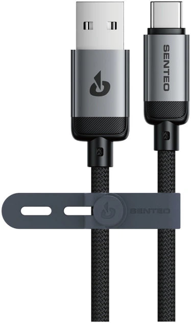 USB кабель Senteo SM-06 Nano braided 3A Type-C 1м- чорний